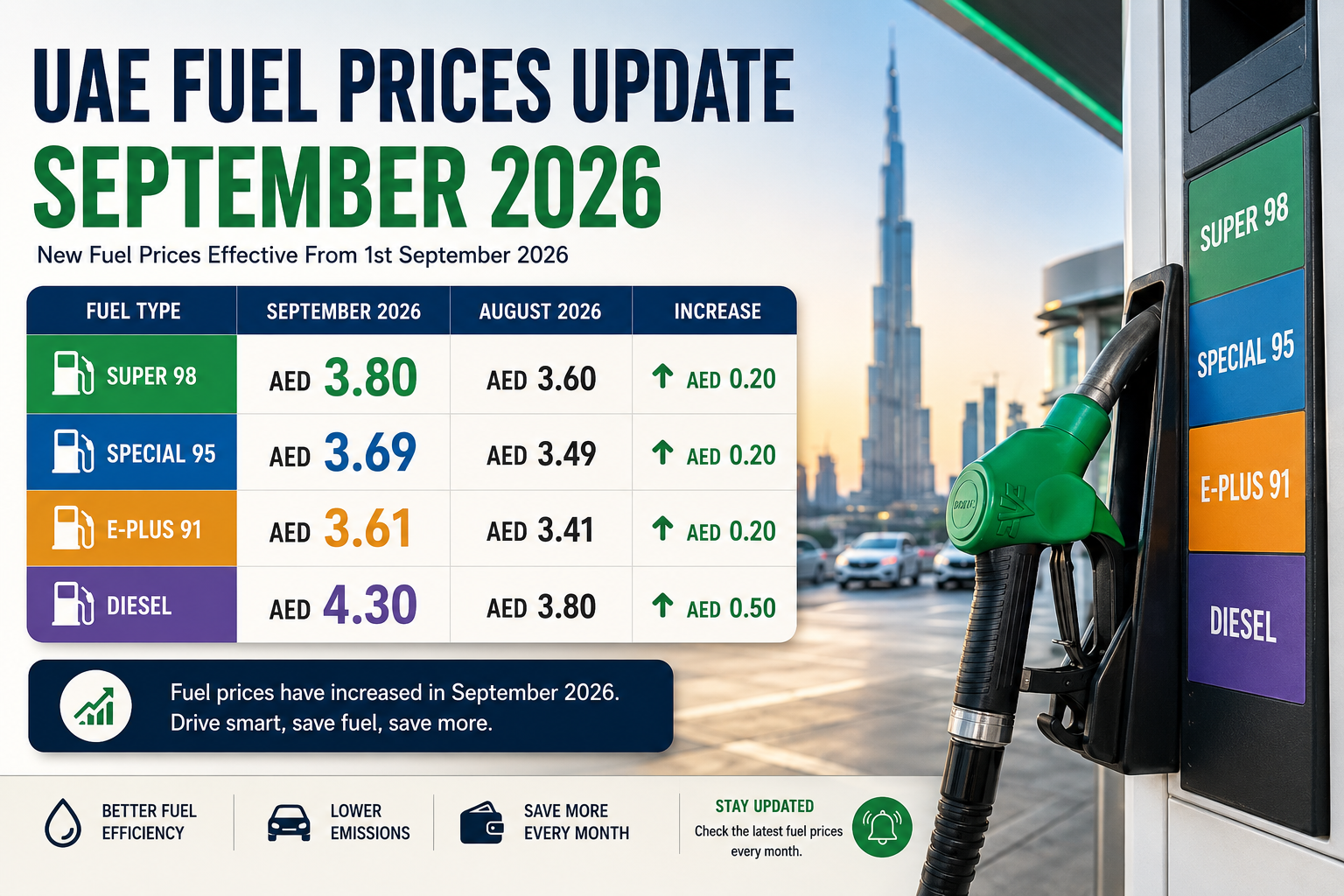 UAE Fuel Prices Update September 2026: Petrol and Diesel Rates